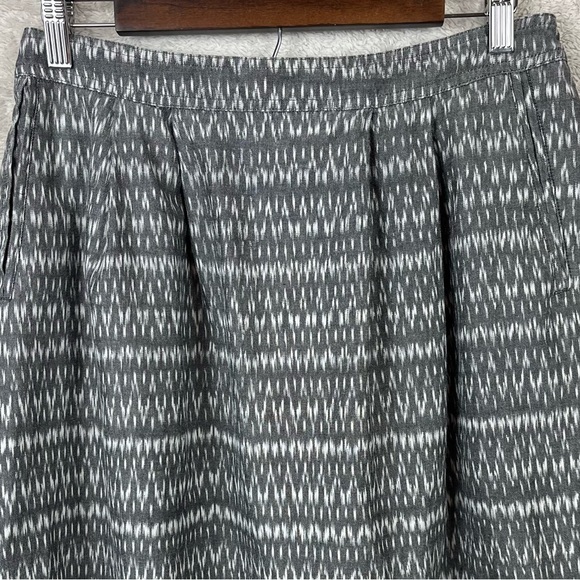 EILEEN FISHER Ash Organic Cotton Aerial Ikat Pleated Skirt Gray Size M Pockets - Picture 3 of 16